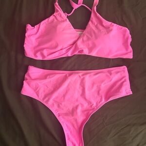 Pink Thong Bikini Set